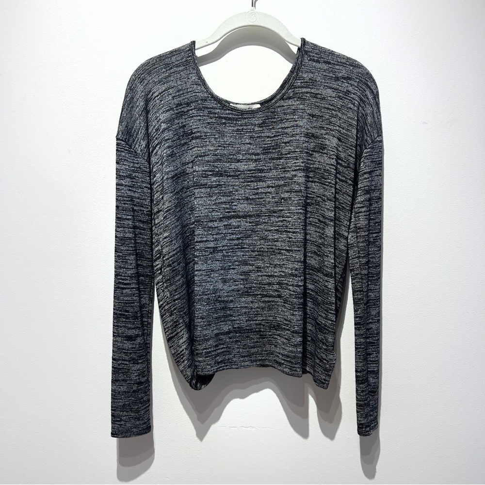 Rag & Bone Heathered Grey/Black Long Sleeve Open Back T- Shirt Size XS